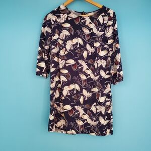 Old Navy Tunic Size Small Blue Shift 3/4 Sleeve Bird Print